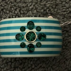 Juicy Couture Striped Blue and White Bracelet with Green Gemstones